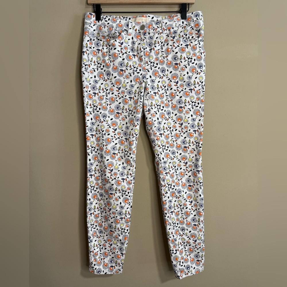 Etcetera White and Orange Patterned Pants size 6